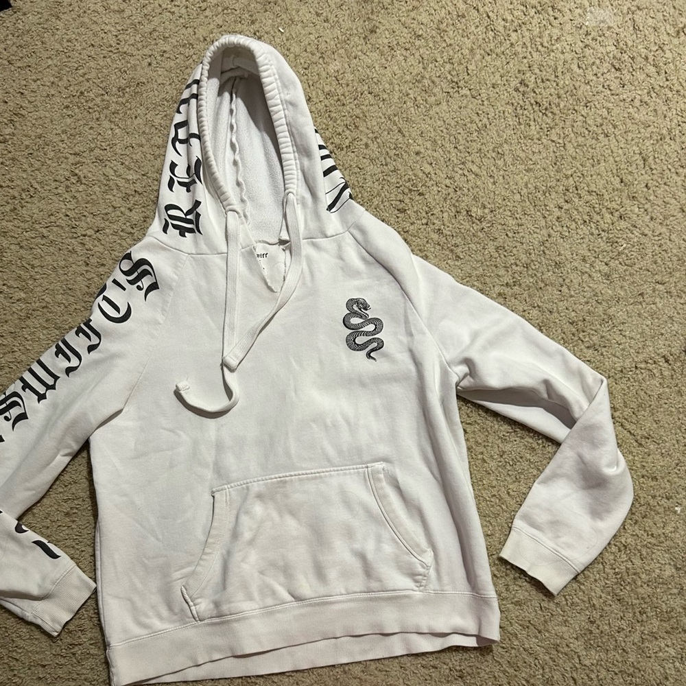Taylor Swift reputation white hoodie with black ink design